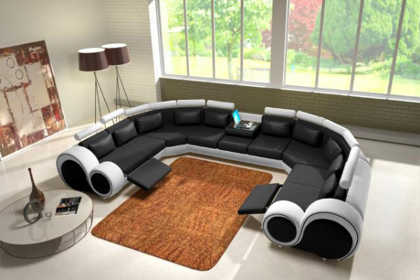 Couchgarnitur Moderne Sofa Ecke Sitzecke Leder Couch Wohnlandschaft USB Sofa