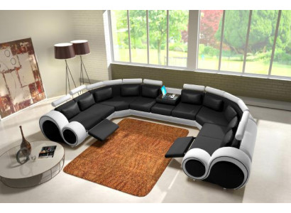 Couchgarnitur Moderne Sofa Ecke Sitzecke Leder Couch Wohnlandschaft USB Sofa