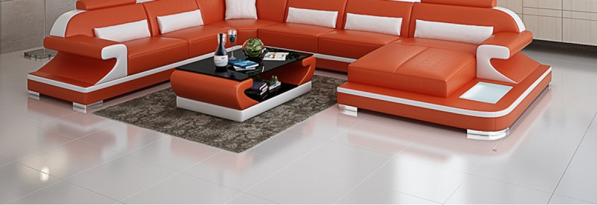 Ledersofa Couch Wohnlandschaft Ecksofa Eck Garnitur Design Modern Sofa mit USB