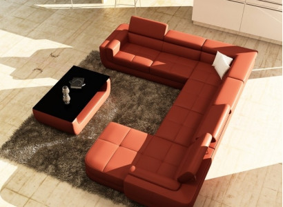 Exklusives U-Form Designersofa Luxus und Eleganz mit Echtholzrahmen