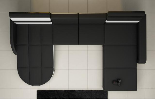 Ecksofa Sofa mit USB,Polster U Form Wohnlandschaft Ecksofa Xxl Schwarz Neu