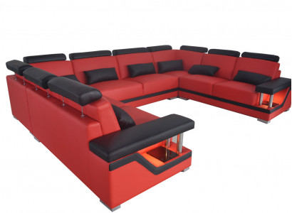 Ledersofa Couch Wohnlandschaft Eck Garnitur Design Modern Sofa U-Form Neu L6002