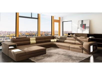 Ledersofa Couch Wohnlandschaft Ecksofa Sessel Set Garnitur Modern Sofa