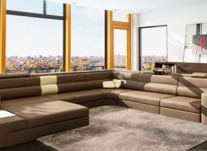 Ledersofa Couch Wohnlandschaft Ecksofa Sessel Set Garnitur Modern Sofa