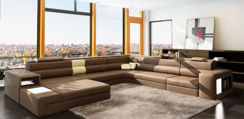 Ecksofa Sofa Couch Polster Garnitur Design Textil Leder Wohnlandschaft