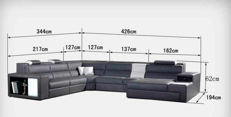 Ecke Leder Modern XXL Couch Wohnlandschaft Ledersofa Sofa U-Form B2006