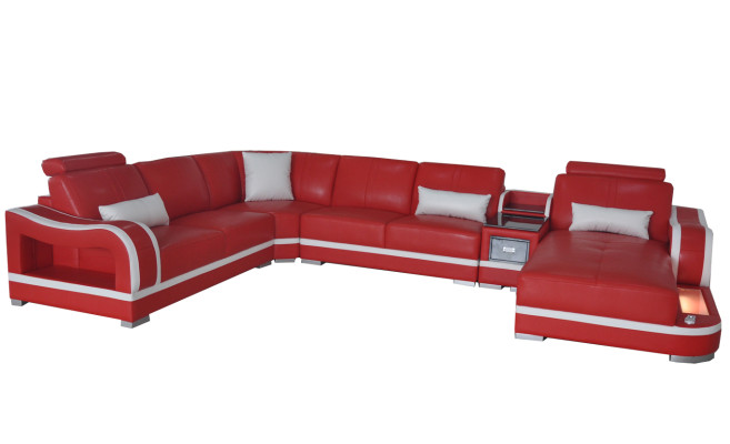 Ledersofa Couch Wohnlandschaft Garnitur Design Modern Ecke Dekorative Sofa