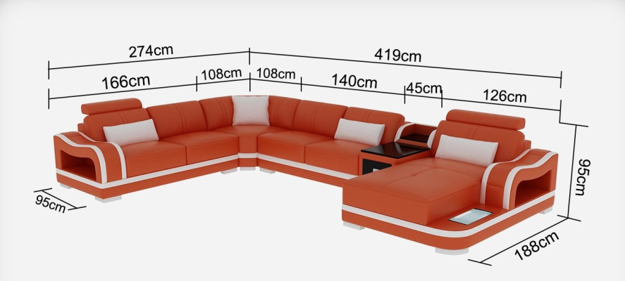 Ledersofa Couch Wohnlandschaft Garnitur Design Modern Ecke Dekorative Sofa