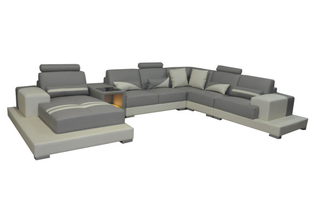 Ledersofa Couch Wohnlandschaft Eck Garnitur Design Dekorative Modern Sofa