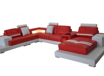 Ledersofa Couch Wohnlandschaft Eck Garnitur Dekorative Design Modern Sofa