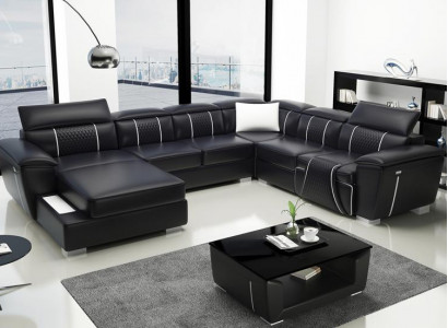 Ecksofa Wohnlandschaft Sofa Couch Polster Leder Design Relax Multifunktion UForm