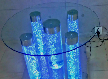 Water Design Tisch Couchtisch Wasser Säulen Säule Sofa Tische LED