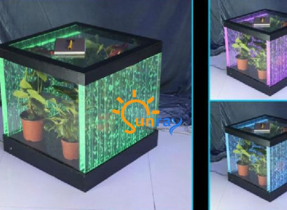 Design Tisch Couchtisch Wasser Säulen Säule Sofa Tische LED Beleuchtet