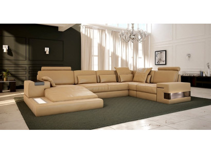 Wohnlandschaft Polster Couch Garnitur Big Sofa Bellini Design Ledersofa mit USB