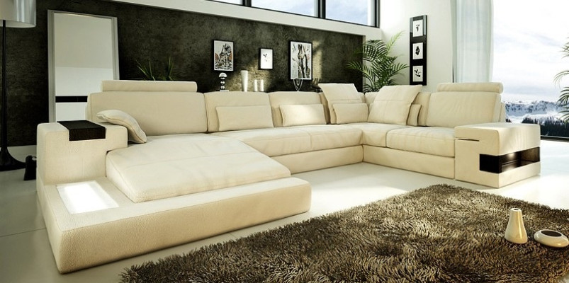 Design Leder Sofa Couch Polster Garnitur Wohnlandschaft Sofas Couchen mit USB