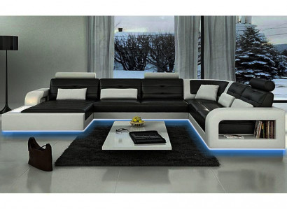 SCHLAFSOFA SOFA GARNITUR WOHNLANDSCHAFT ECKCOUCH ECKSOFA LEDERSOFA mit USB Neu