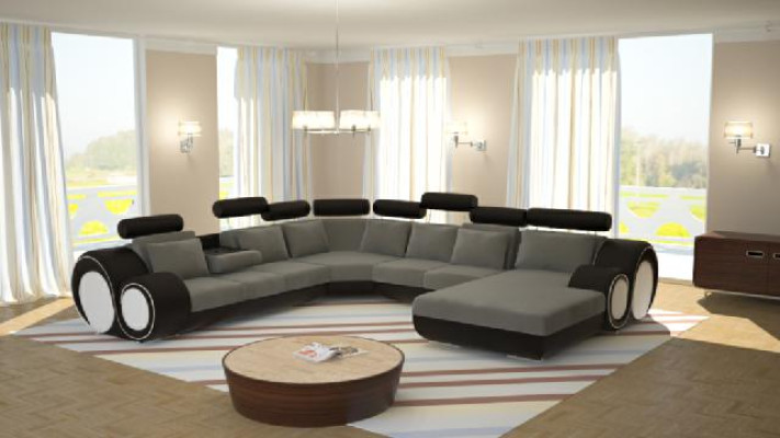 Sofa Designer Wohnlandschaft U-Form Couch Ecksofa Polster Garnitur Eckgarnitur