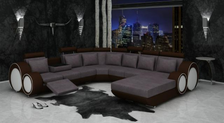 TEXTIL SOFA XXL WOHNLANDSCHAFT STOFF COUCH BIG SOFA POLSTERECKE ECKSOFA NEU