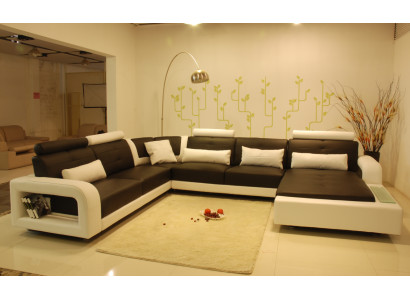 Ecksofa Polster Couch Sofa Wohnlandschaft Sitz Eck Garnitur Leder Textil H2209