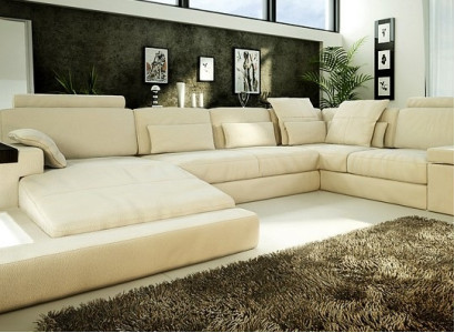 Ledersofa Sofa Couch Polster Ecke Design Wohnlandschaft Eckgarnitur Big Sofas