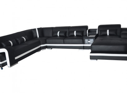 Leder Couch Polster Sitz Design Modern Eck Garnitur Sofa Wohnlandschaft U Form