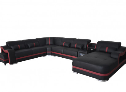 Leder Couch Polster Garnitur Sitz Design Modern Eck Sofa Wohnlandschaft U Form