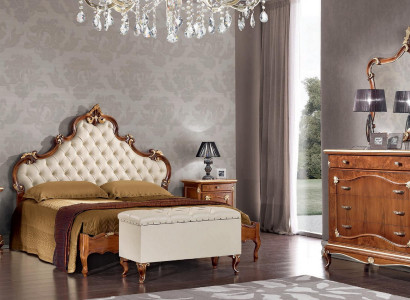 Schlafzimmer Komplettes Set Bett 2x Nachttisch Kommode Spiegel Sessel 6tlg Italy