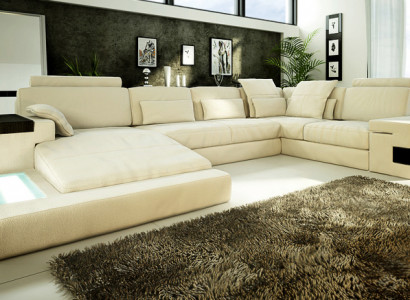 Ledersofa Designer Sofa U Form Wohnlandschaft Couch Polster Ecksofa Garnitur Neu