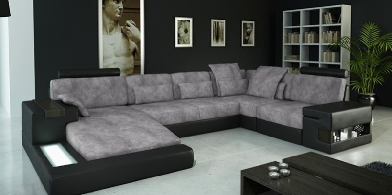 Design Ledersofa Sofa Couch Polster Wohnlandschaft XXL Big Ecksofa Ecke Bellini