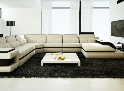 Wohnlandschaft Couch Polster Eck Garnitur Designer Ledersofa + USB Sofa WetzlarD