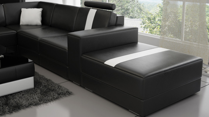 Ledersofa U-Form Couch Wohnlandschaft Ecksofa Garnitur Design Modern Sofa K5010