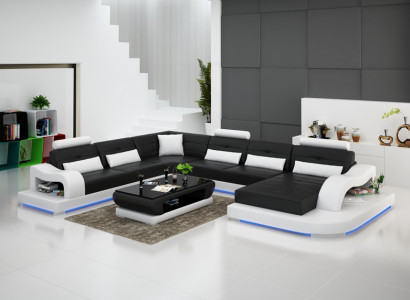 Ledersofa Couch Wohnlandschaft Ecksofa Eck Garnitur Design Modern Sofa G8005 Neu