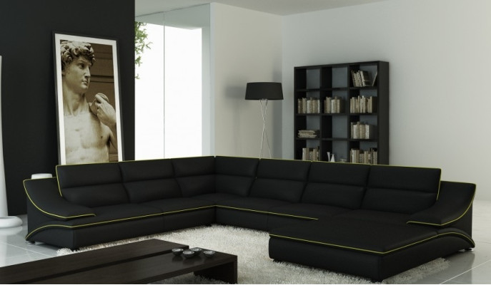 Ecksofa mit USB Ledersofa Wohnlandschaft Couch Sitz Eck Garnitur U Form EltmannG