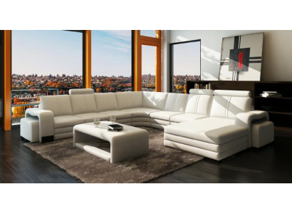 XXL Ledersofa mit USB Ledercouch Wohnlandschaft Ecksofa Neu Garnitur Sofa FRANCO