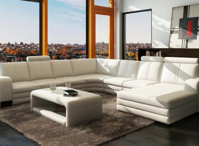 XXL Ledersofa mit USB Ledercouch Wohnlandschaft Ecksofa Neu Garnitur Sofa FRANCO