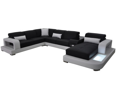 Moderne Sitz Polster Wohnlandschaft Wohnzimmer Couch Polster Ecke USB + Licht