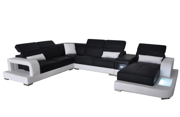 Moderne Sitz Polster Wohnlandschaft Wohnzimmer Couch Polster Ecke USB + Licht