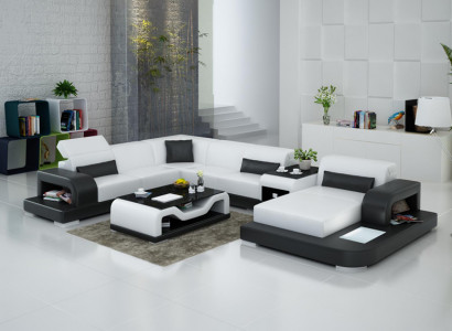 Ecksofa Sofa + USB Polster Wohnlandschaft Polsterecke Designsofa Ledersofa Neu