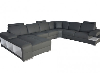 Wohnzimmer Sofa Couch Leder Polster Eck Sitz Garnitur U Form Wohnlandschaft +USB