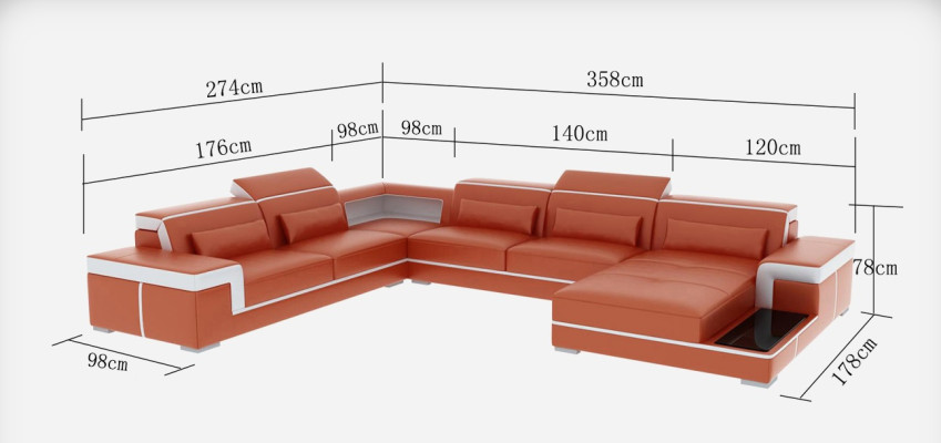 XXL Leder Sofa Polster Wohn Couch Sitz Garnitur Ecke Eck Sofas Couchen + Tisch