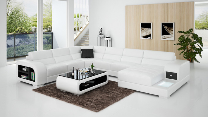 Ledersofa Couch Wohnlandschaft Garnitur Design Modern Ecke Sofa U-Form G8029