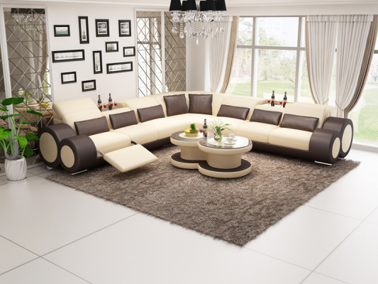 Ledersofa Couch Wohnlandschaft Ecksofa Eck Garnitur Design Modern Sofa G8035C