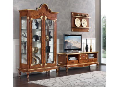 Italienische Wohnzimmer Wohnwand rtv Tv Sideboard Schrank Vitrine Wandregal 3tlg