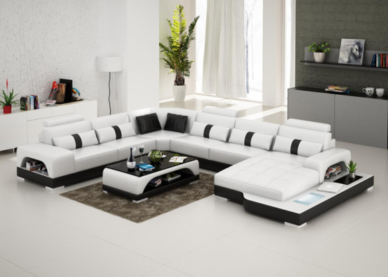 Ledersofa Couch Wohnlandschaft Eck Ecksofa Sofa Modern Design Garnitur