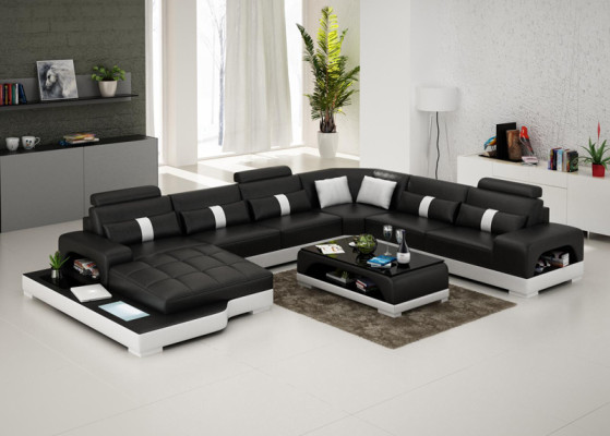 Ledersofa Couch Wohnlandschaft Eck Ecksofa Sofa Modern Design Garnitur