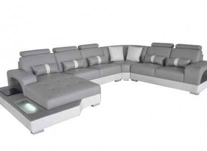 Leder Eck Sofa Eck Wohnlandschaft Garnitur Design Modern Couch