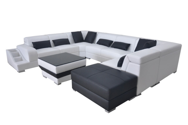 Leder Eck Sofa Eck Wohnlandschaft Garnitur Design Modern Couch UForm G8008 Sofas