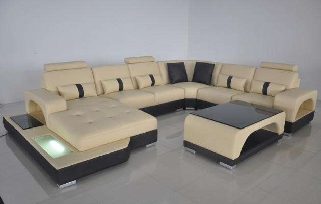 Ecksofa U-Form Couch Textil Schwarz U Form Wohnlandschaft Modern Luxus Couchen