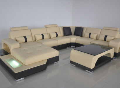 Ecksofa U-Form Couch Textil Schwarz U Form Wohnlandschaft Modern Luxus Couchen