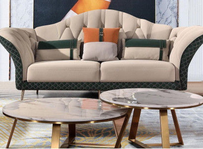 Designer Garnituren Sofa Couch Polster Garnitur 6tlg. Set Leder Couchtisch